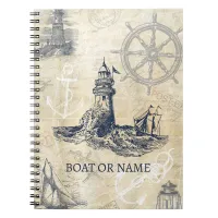Vintage Nautical Lighthouse Boat or Name Notebook