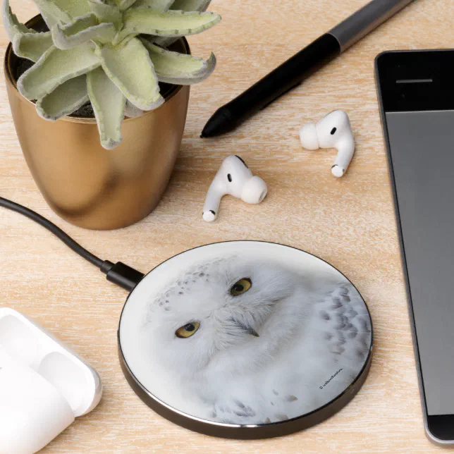 Beautiful, Dreamy and Serene Snowy Owl Wireless Charger