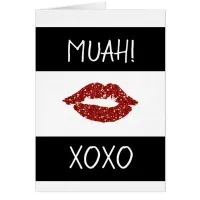 Happy Valentine's Day Card Red Lips Kiss Muah