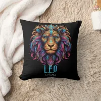 Psychedelic Art Leo Zodiac Name  Throw Pillow