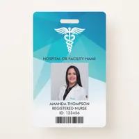 Modern Blue Geometric Registered Nurse Photo ID Badge