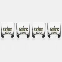 I Love Camouflage Green Brown | Whiskey Glass