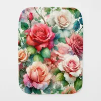 Whimsical Rose Pattern Baby Burp Cloth