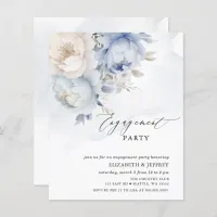 Budget Blue Floral Engagement Party Invitations