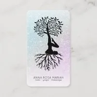 *~*  Tree of Life Yoga Pastel Glitter Man Woman  S Business Card