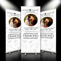 Elegant 60th 75th Diamond Wedding Anniversary Retractable Banner