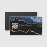 Navy and Gold Agate Precious Stone QR Code