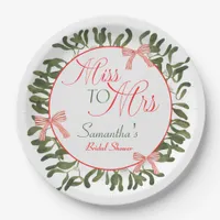 Miss to Mrs. Coquette Mistletoe Bridal Shower  Paper Plates