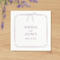 Lavender Elegant Whimsical Simple Bow Wedding Napkins