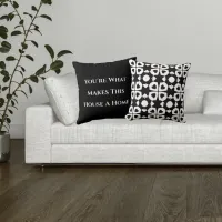 House A Home Black & White Heart Pattern Throw Pillow