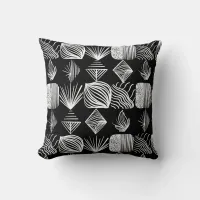 Bold Caribbean Tribal Mudcloth – Black & White,  Throw Pillow