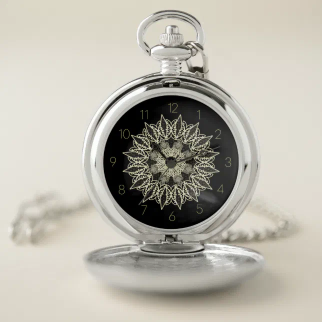 Mandala Lace Geometric White Pocket Watches