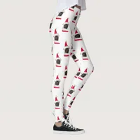 Funny Black Pug Santa Hat Christmas Leggings