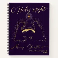 2025 Calendar Nativity Manger O Holy Night Script Notebook