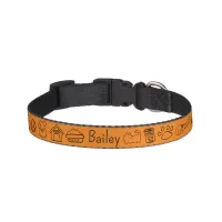 Cute Minimal Dog Theme Orange Name Pet Collar