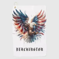 *~* American Flag USA AP16 Bald EAGLE Golf Towel