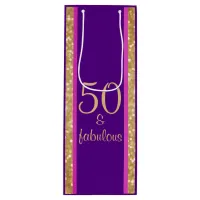 Glittery Purple Pink | 50 & Fabulous 50th Birthday Wine Gift Bag