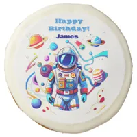 Colorful Astronaut and Univers in Bold Colors Sugar Cookie