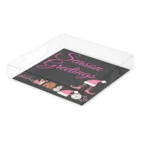 Season Greetings - Pink on Charcoal | Acrylic Tray