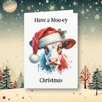 Have a Moo-ey Christmas | Funny Cow Pun Holiday Card