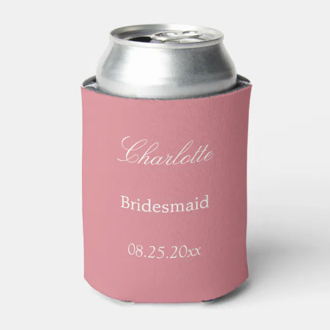 Elegant Blush Pink Bridesmaid Favor Can Cooler