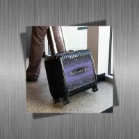 Monogrammed Name Black Glitter on Purple | Luggage