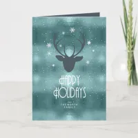 Deer Antlers Arrows Christmas Teal ID861 Holiday Card