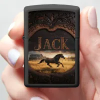 Jack's Horse Running Through Field Zippo Lighter