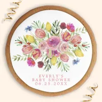 Wildflower Baby In Bloom Floral Baby Shower Sugar Cookie