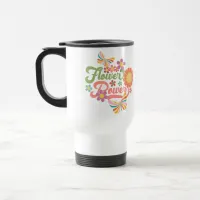 Flowers and Butterfly Retro Travel Mug