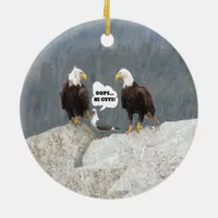 Funny Eagles and Seagull Ceramic Ornament