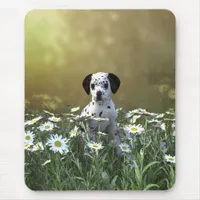 Cute Dalmatian Puppy in Daisies Mouse Pad