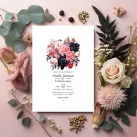 Black and Blush Floral Wedding Invitation