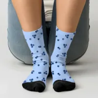 Hand Drawn Blueberries Add Initials Fruit Novelty Socks