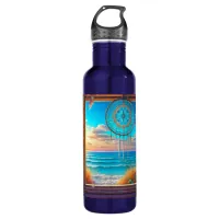 Window with Suncatcher Overlooking the Ocean Stainless Steel Water Bottle