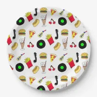 Fifties Diner Nostalgic Style Records, Food Paper Plates