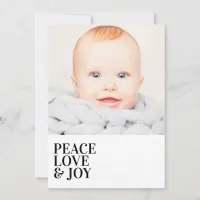 Modern Minimalist Peace Love Joy Holiday Photo