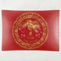 Chinese Zodiac Tiger Red/Gold ID542 Trinket Tray