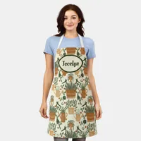 Stylish Gardening Apron with Terracotta and Green