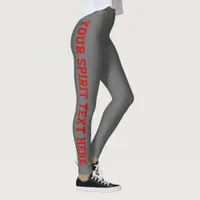 Grey + Red Custom School Spirit Text Leggings