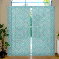 Southwest Turquoise Stone Geometric Print 50x108in Sheer Curtains