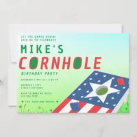 Patriotic US Bean Bag Sack Toss Cornhole Party Invitation