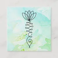 *~* Peony Heart Lotus Yoga Healer Massage Reiki Square Business Card