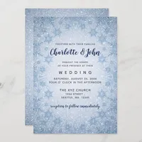 Glitter Blue Snowflakes winter wedding invitation