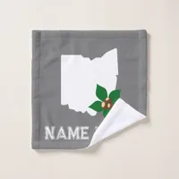 State of Ohio Buckeye Gray and White Wash Cloth