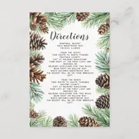 Rustic Fir Branches Pine Cone Wedding Details Enclosure Card