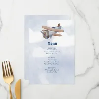 Landing Soon Blue Boy Airplane Baby Shower Menu