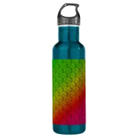 Diag Rainbow Gradient Floral Pattern Red Green Water Bottle