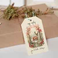 Vintage Christmas Winter Woodland Deer Name  Gift Tags