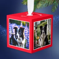 Custom Pet Dog Photo Cube Christmas Tree Ornament